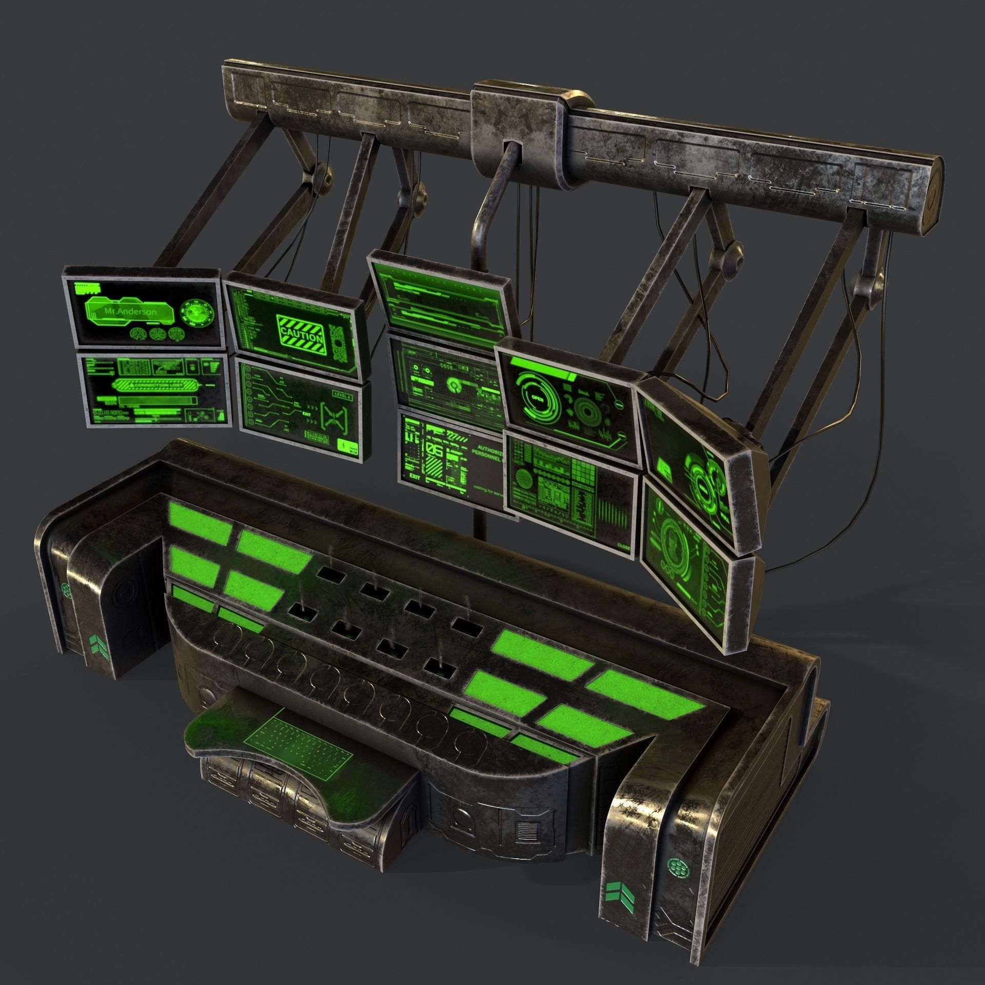 Sci-Fi Consolo Computer Base 6 Low-poly 3D model_15