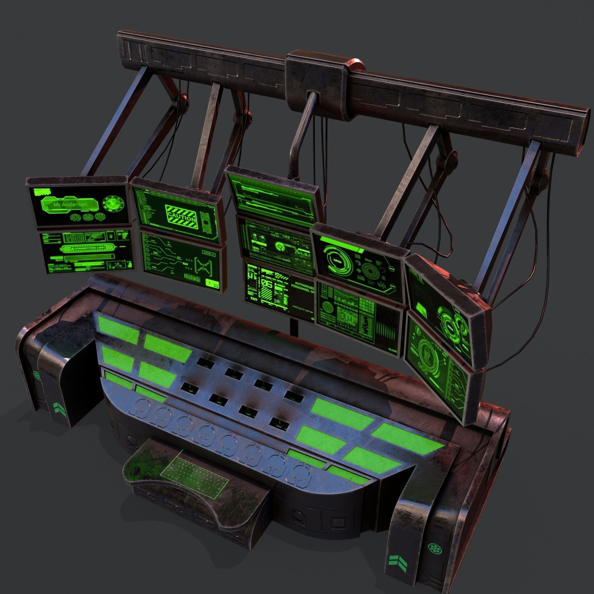 Sci-Fi Consolo Computer Base 6 Low-poly 3D model_9