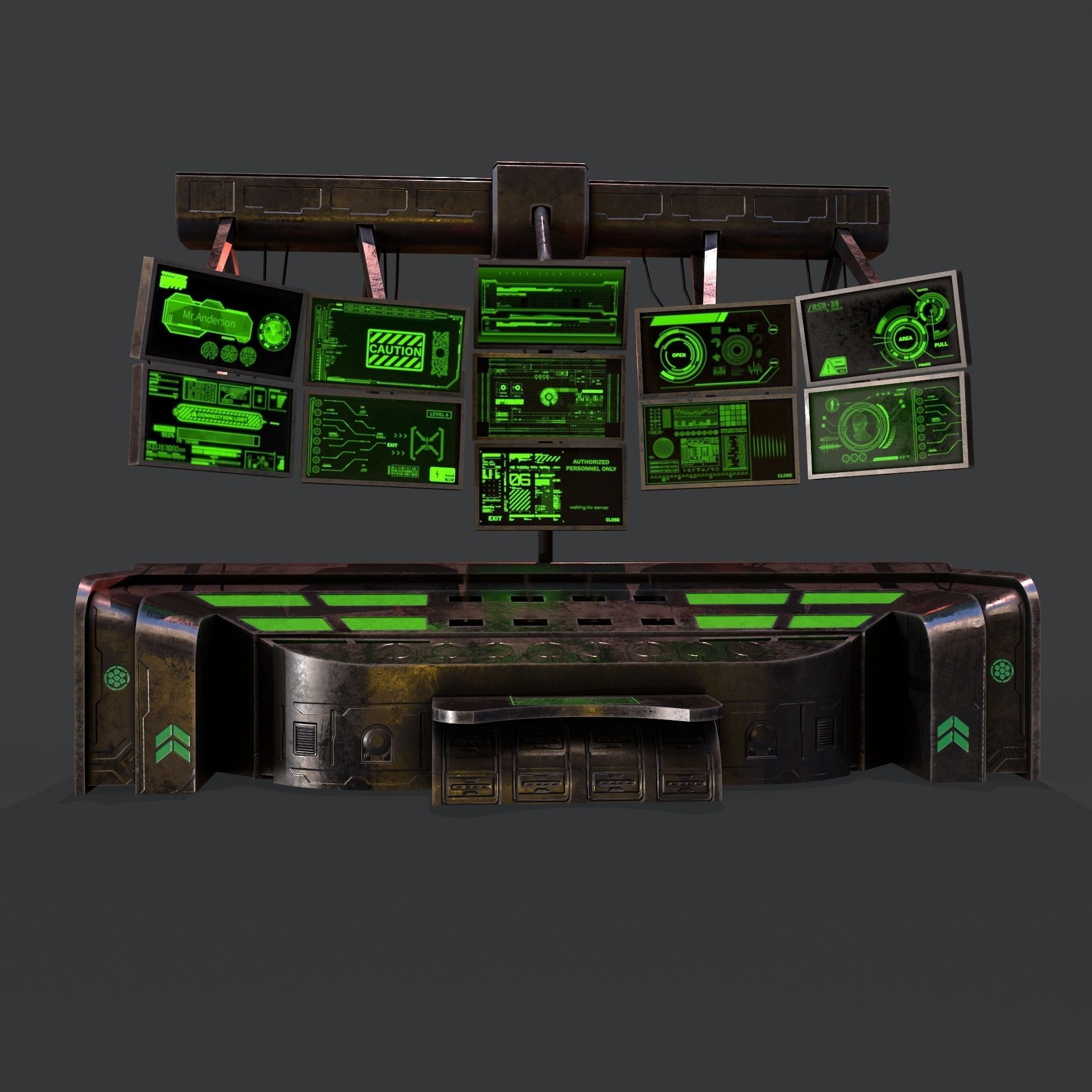 Sci-Fi Consolo Computer Base 6 Low-poly 3D model_11
