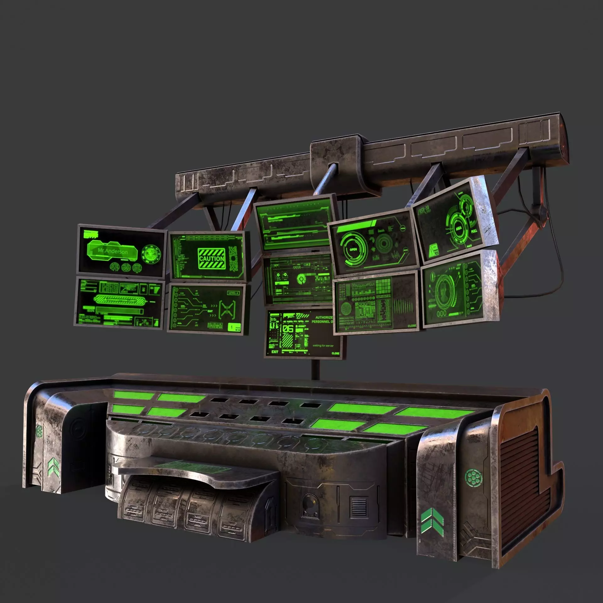 Sci-Fi Consolo Computer Base 6 Low-poly 3D model_0