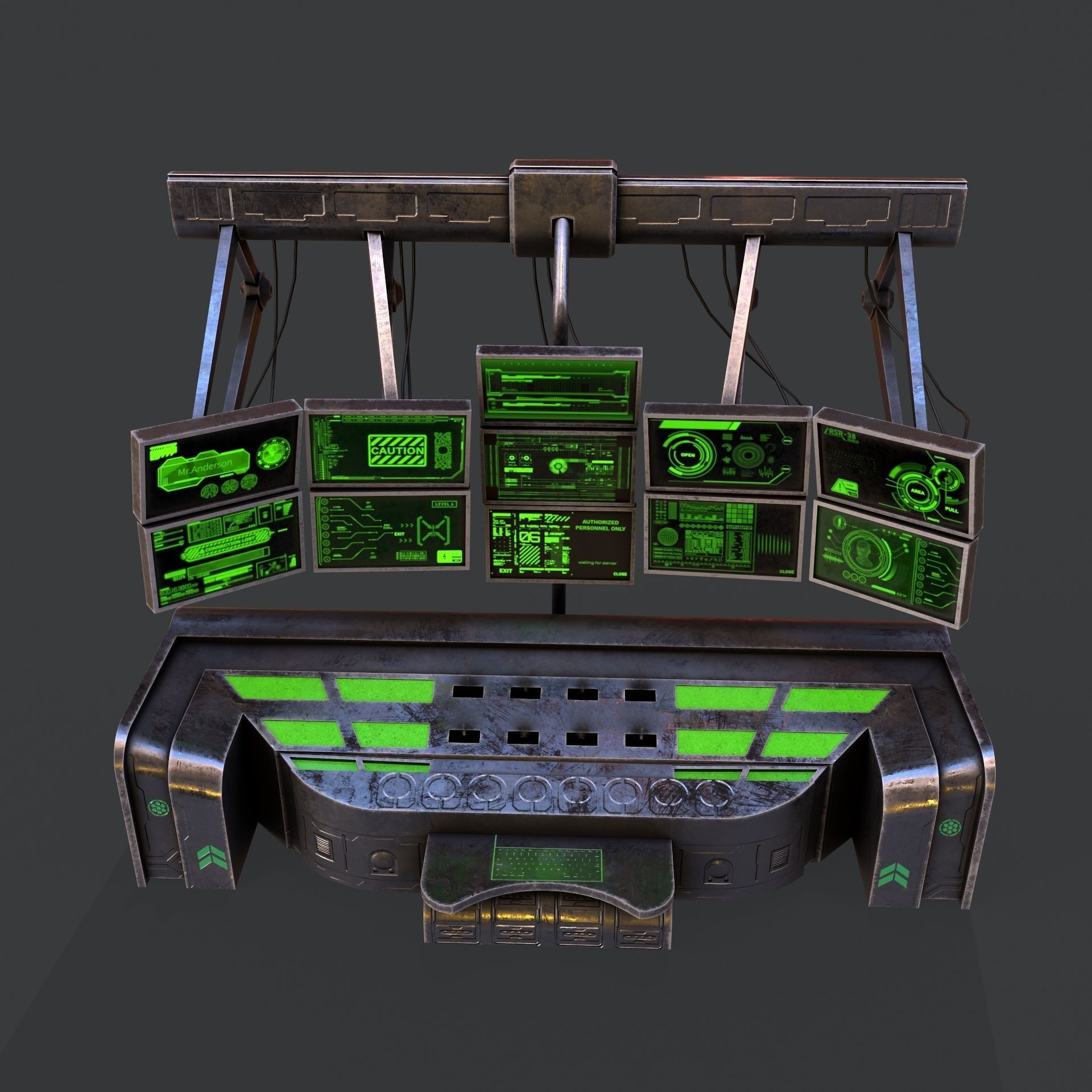 Sci-Fi Consolo Computer Base 6 Low-poly 3D model_2