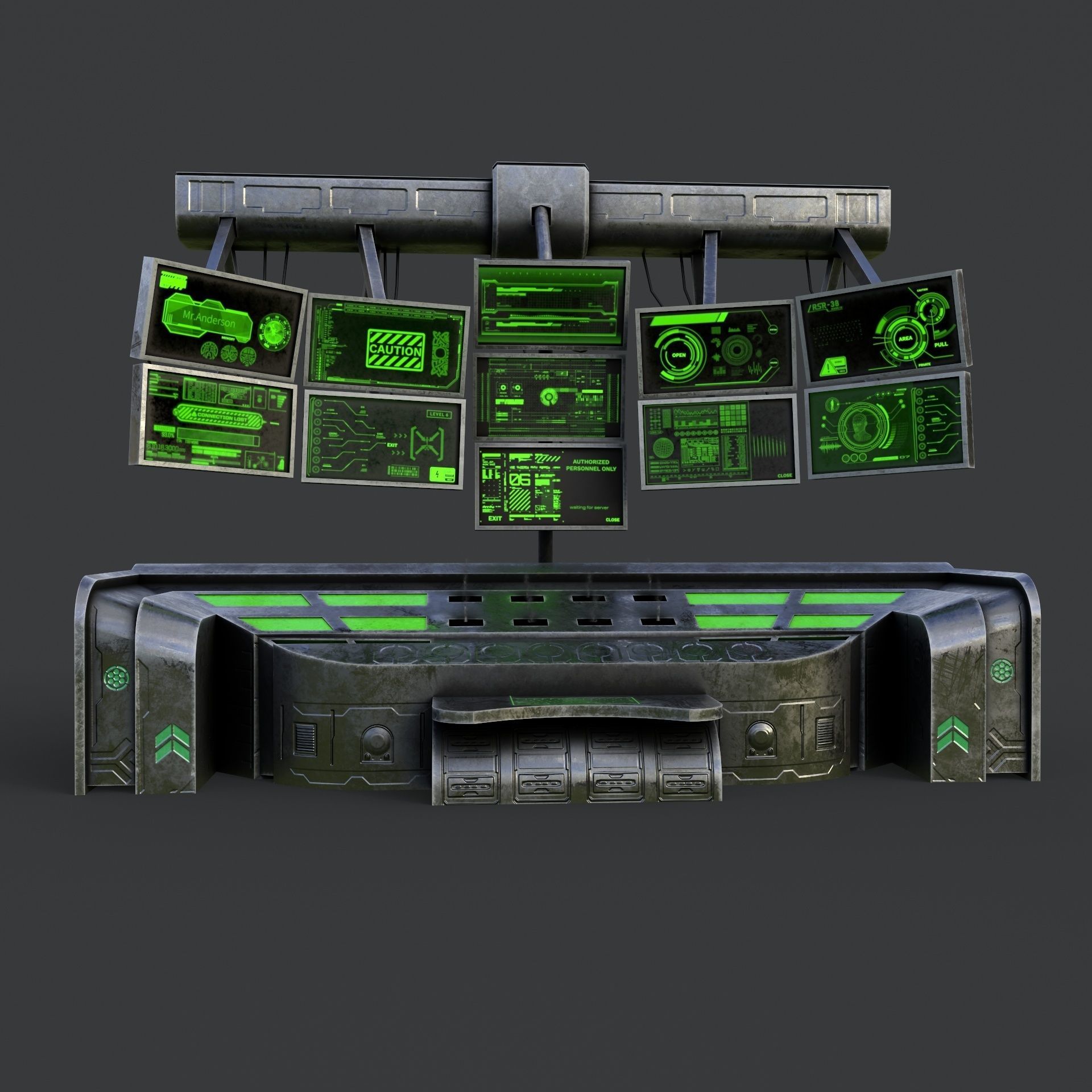 Sci-Fi Consolo Computer Base 6 Low-poly 3D model_12