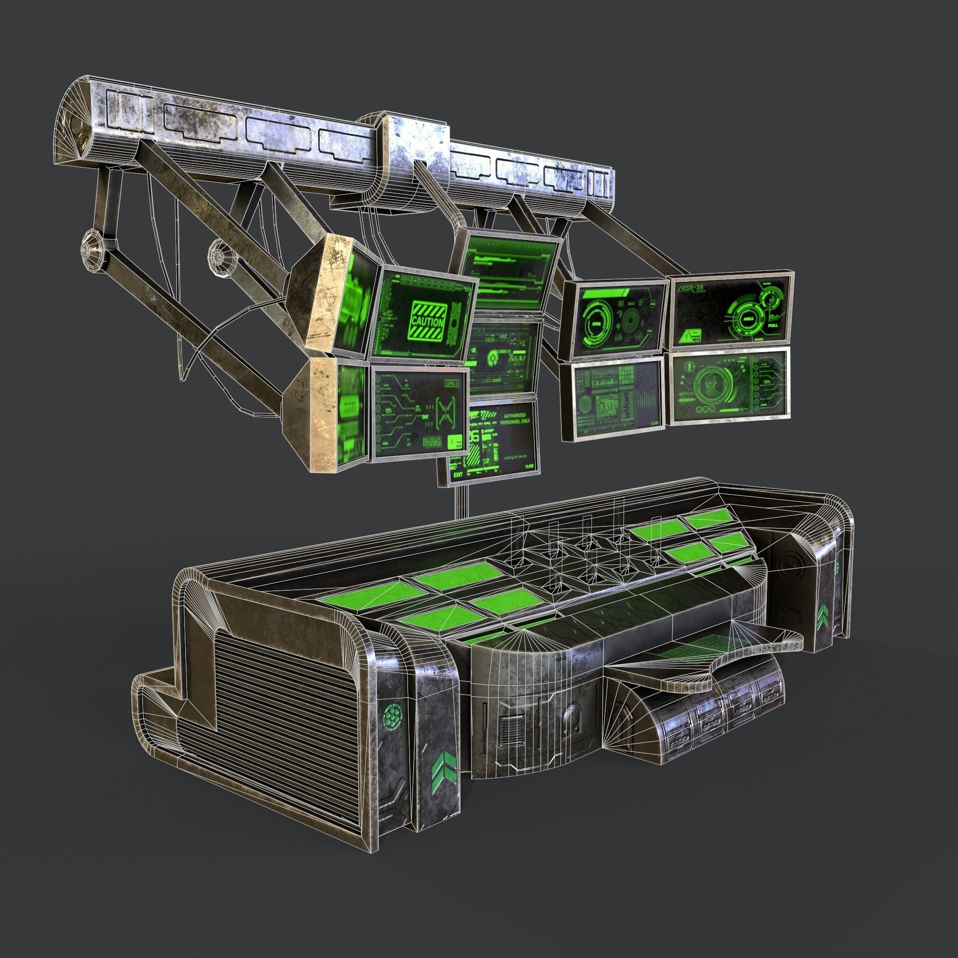 Sci-Fi Consolo Computer Base 6 Low-poly 3D model_17