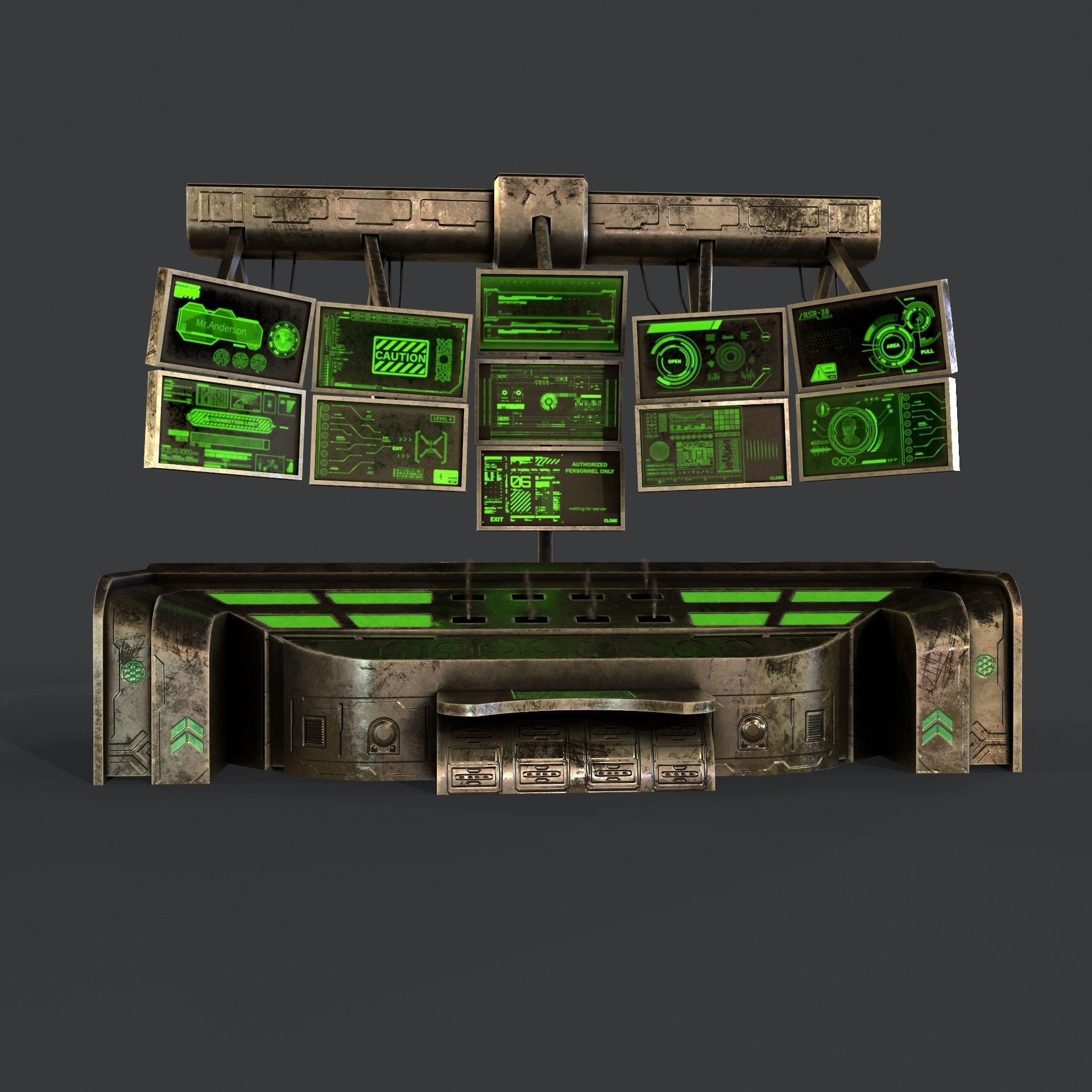 Sci-Fi Consolo Computer Base 6 Low-poly 3D model_13