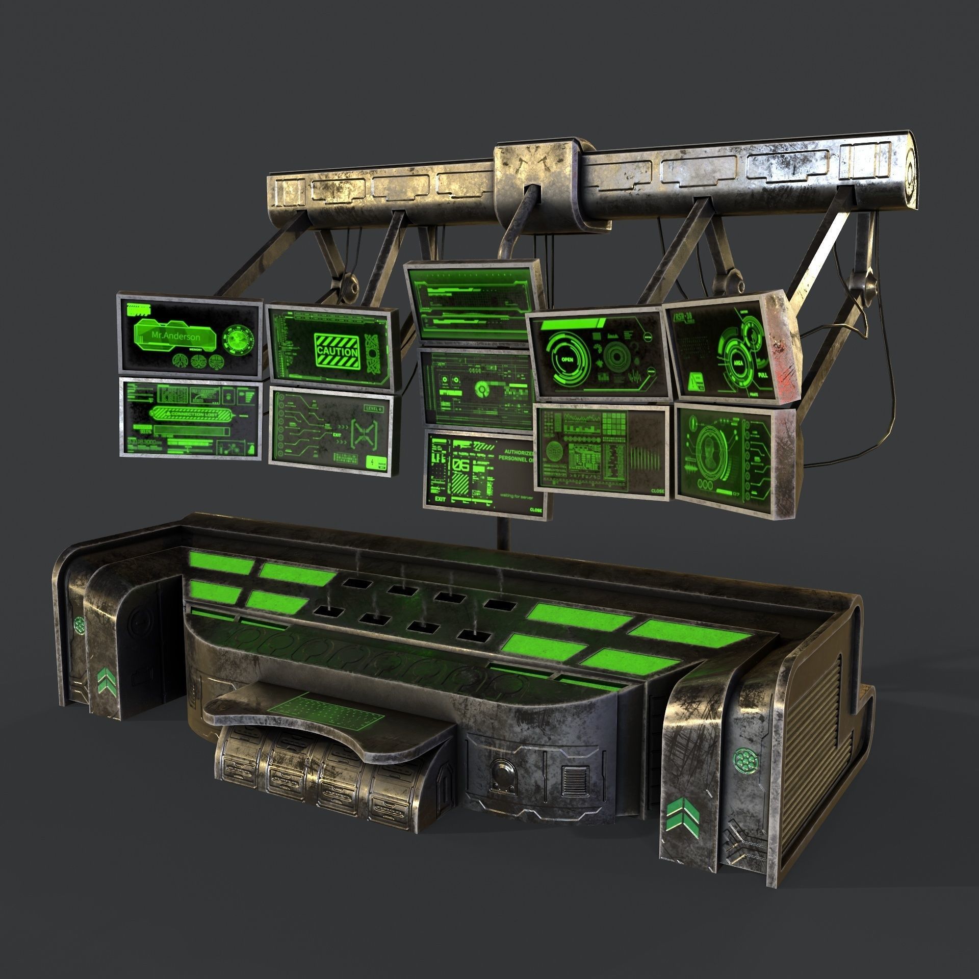Sci-Fi Consolo Computer Base 6 Low-poly 3D model_14