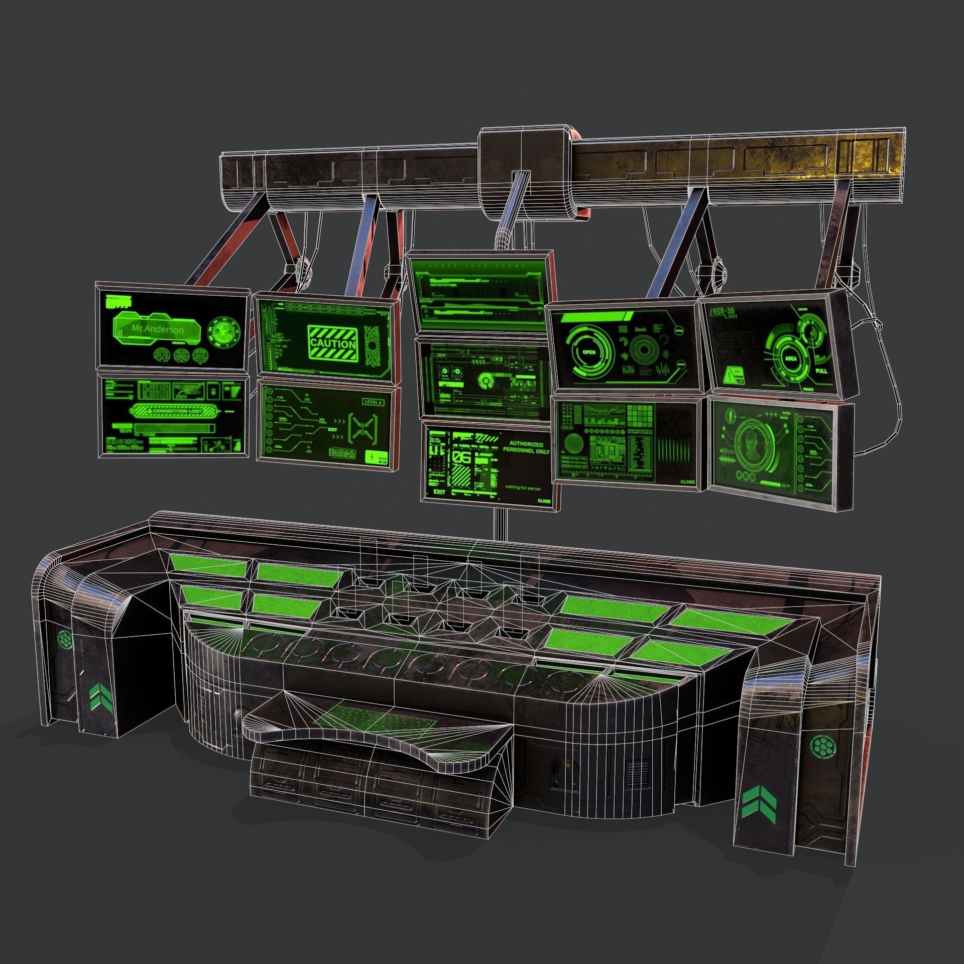 Sci-Fi Consolo Computer Base 6 Low-poly 3D model_6