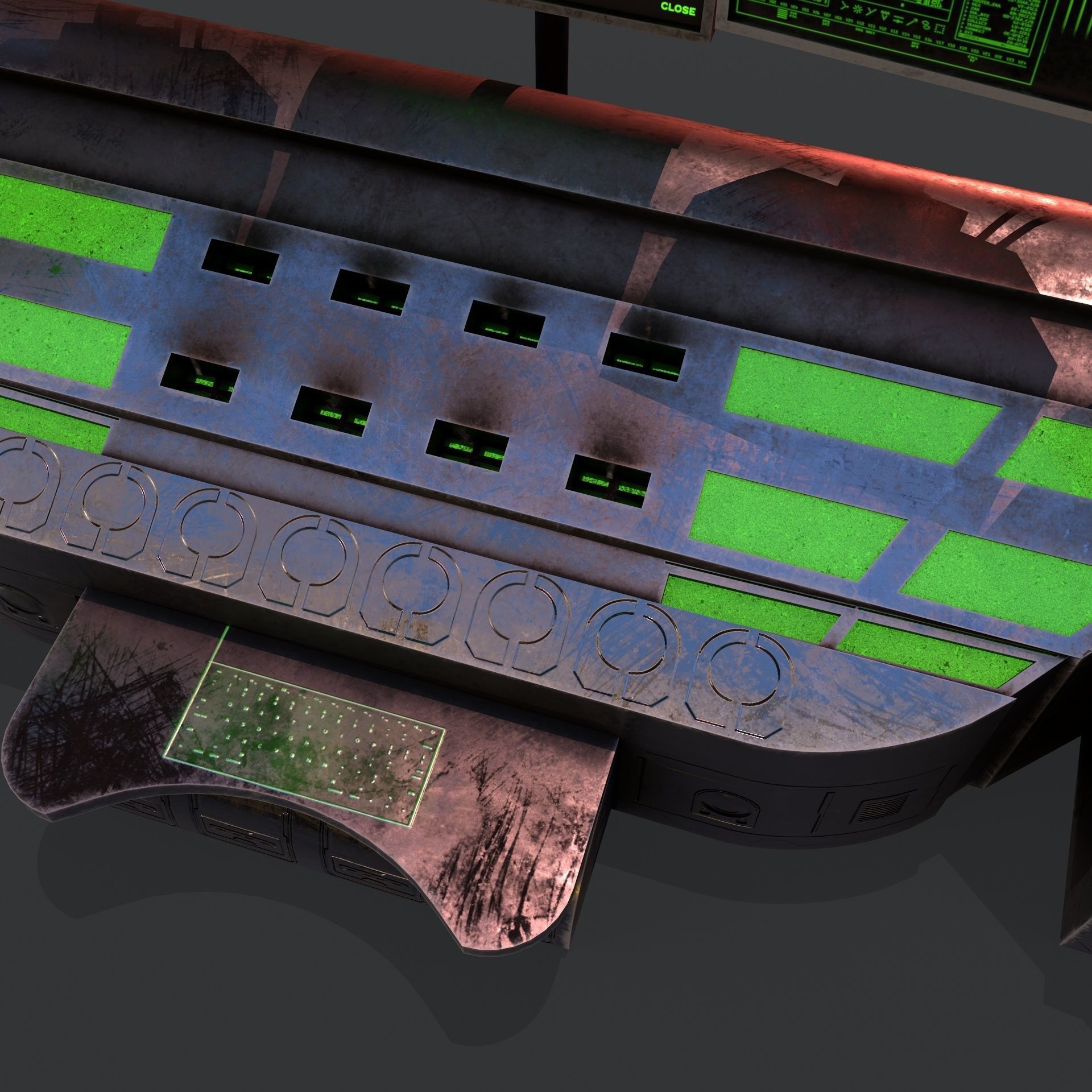 Sci-Fi Consolo Computer Base 6 Low-poly 3D model_10