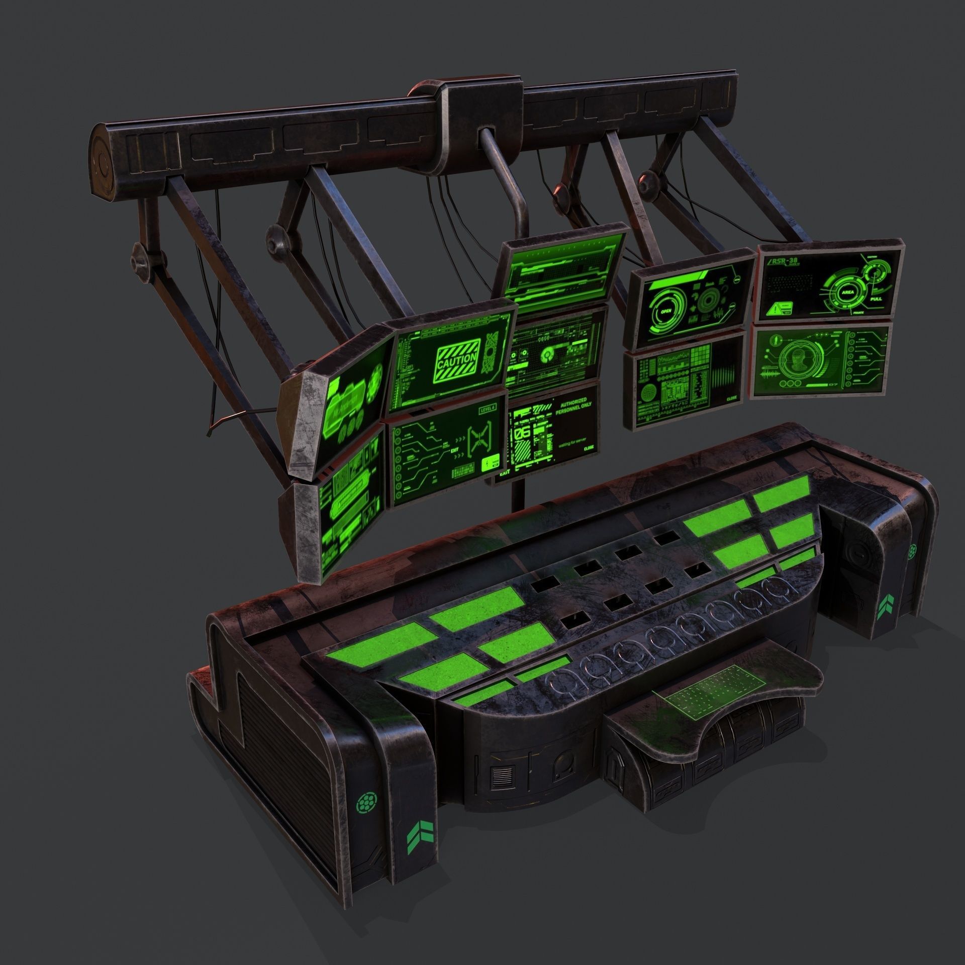 Sci-Fi Consolo Computer Base 6 Low-poly 3D model_8