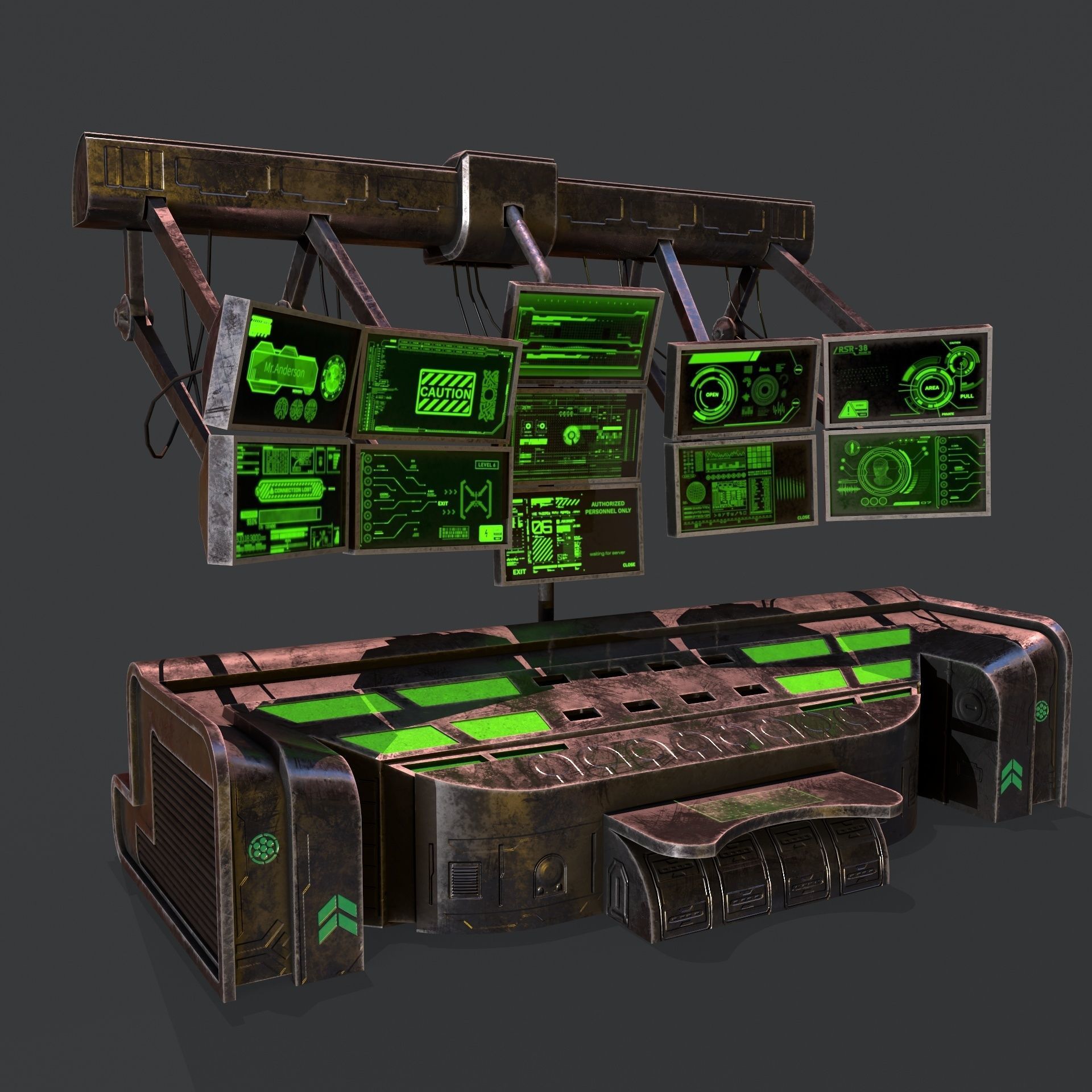 Sci-Fi Consolo Computer Base 6 Low-poly 3D model_4