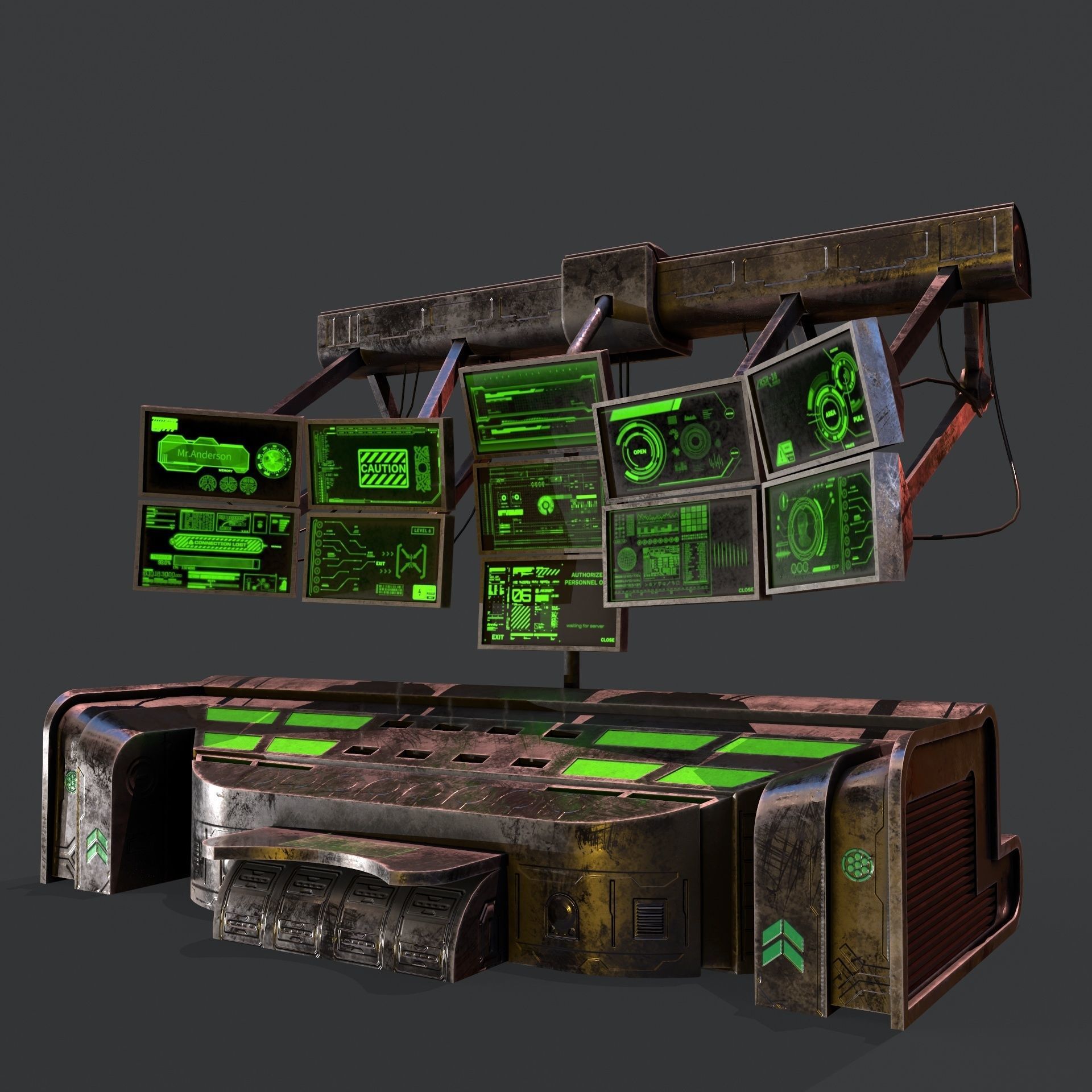 Sci-Fi Consolo Computer Base 6 Low-poly 3D model_3