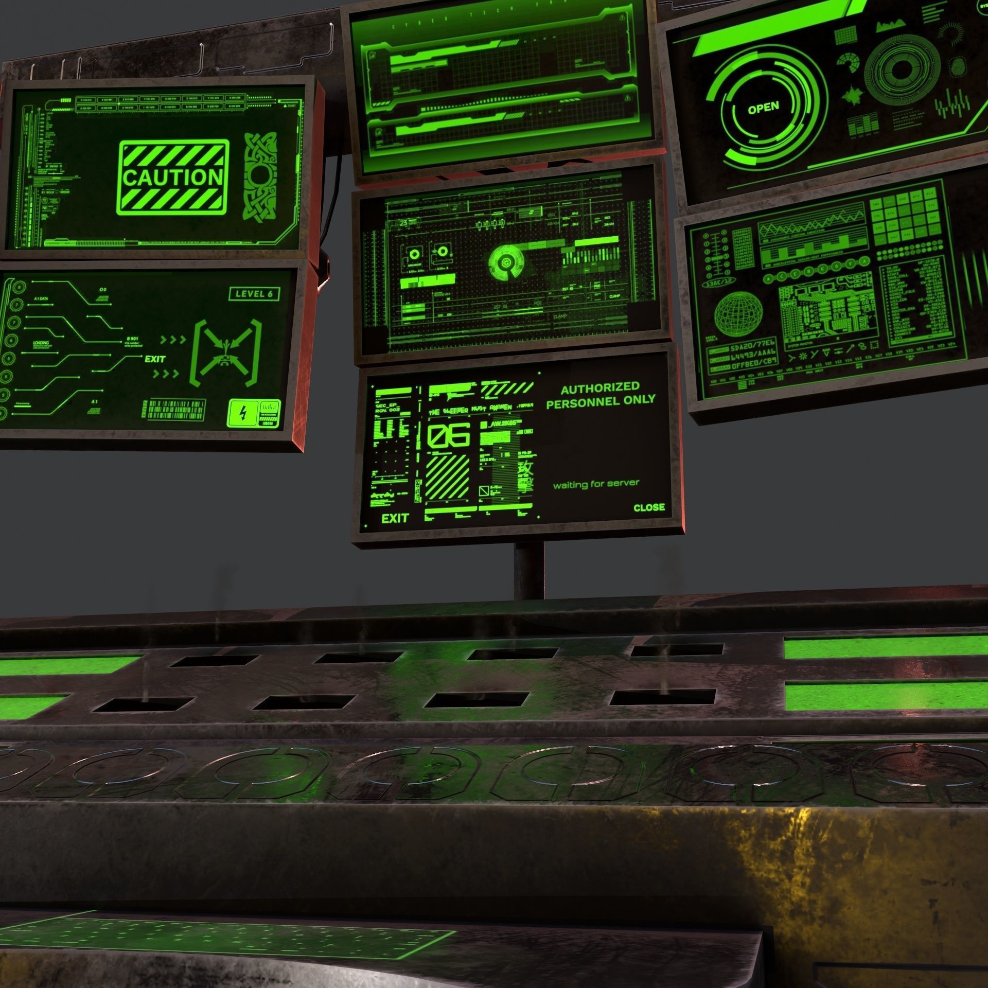 Sci-Fi Consolo Computer Base 6 Low-poly 3D model_7