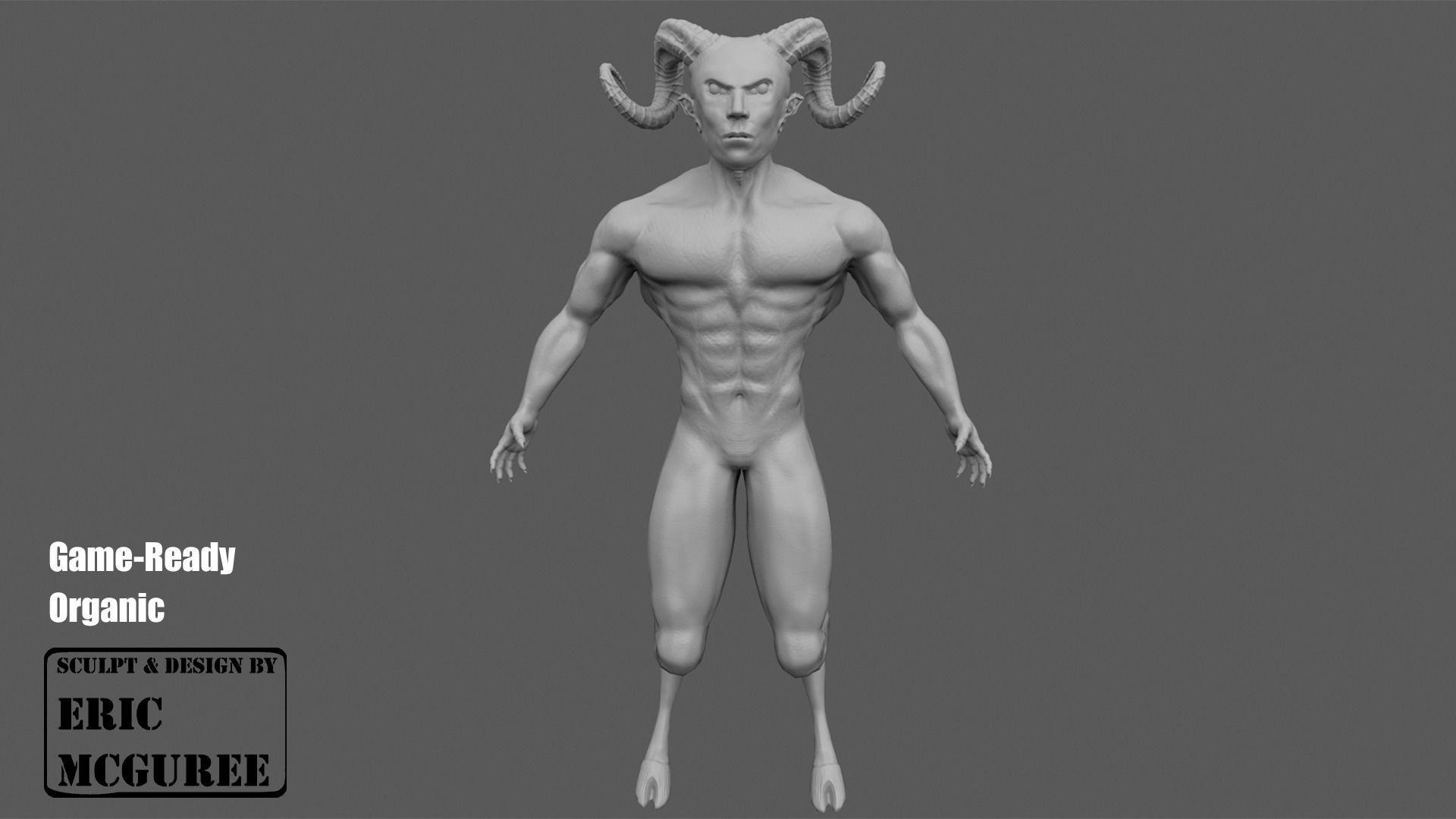 Satir male goat with horns Low-poly 3D model_8