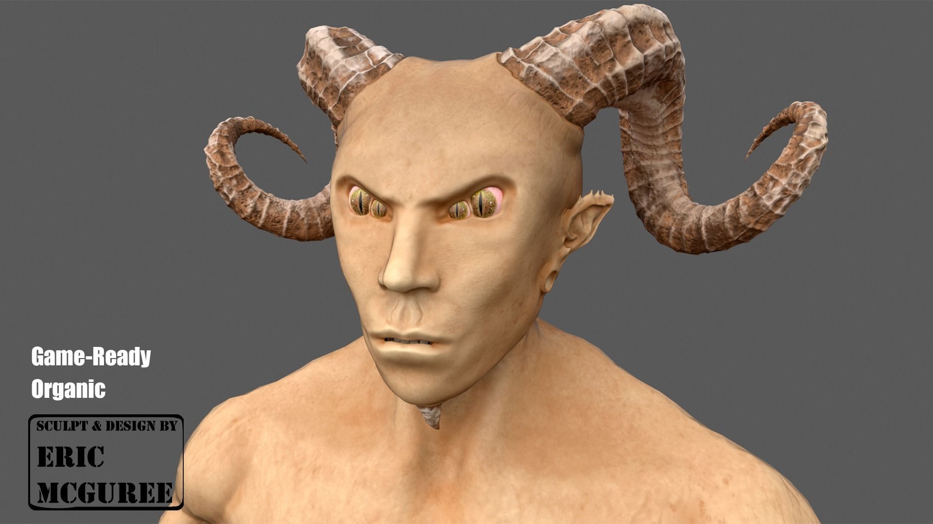 Satir male goat with horns Low-poly 3D model_2