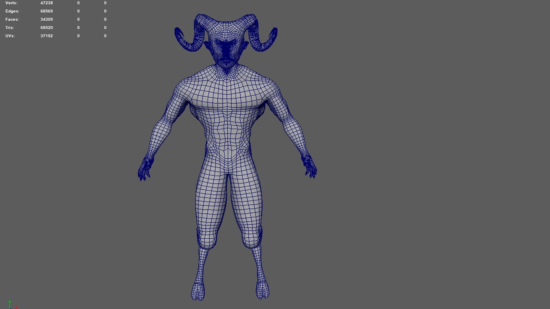 Satir male goat with horns Low-poly 3D model_5