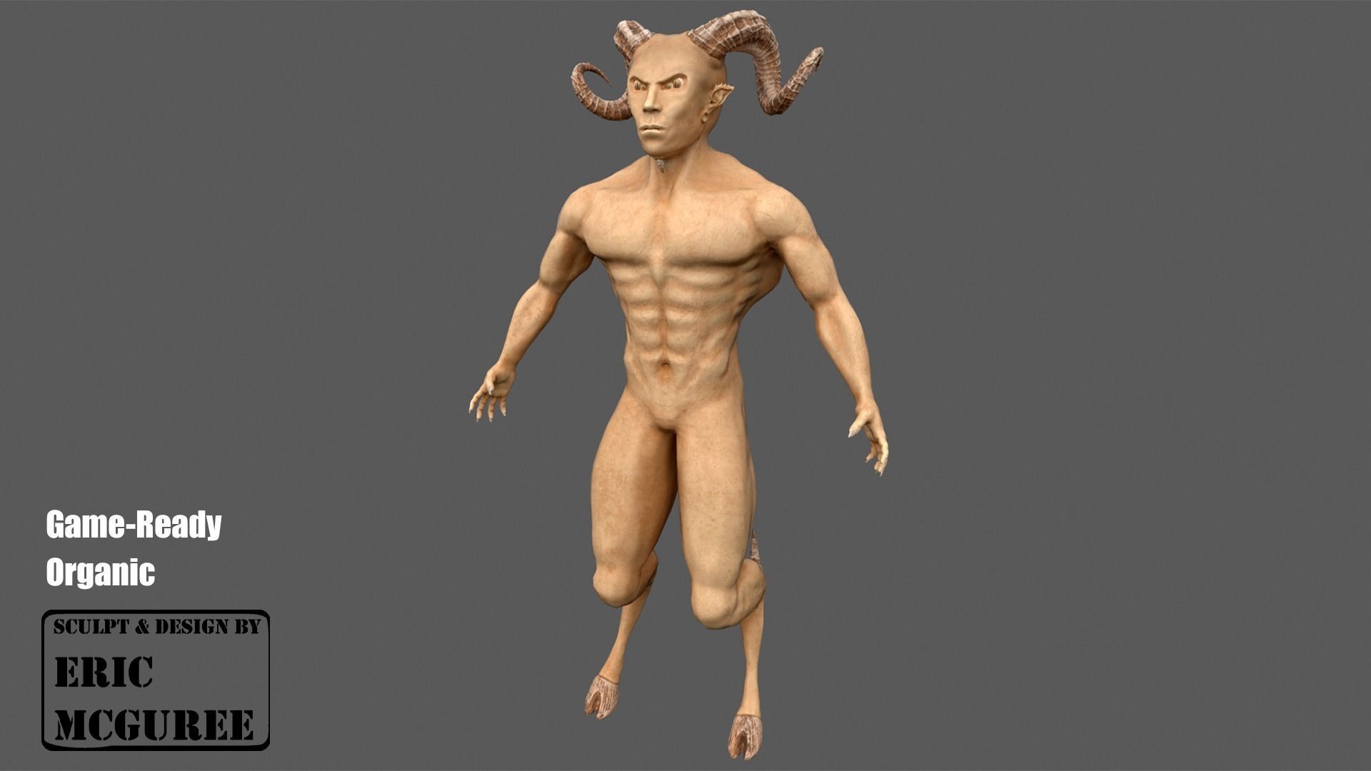 Satir male goat with horns Low-poly 3D model_3