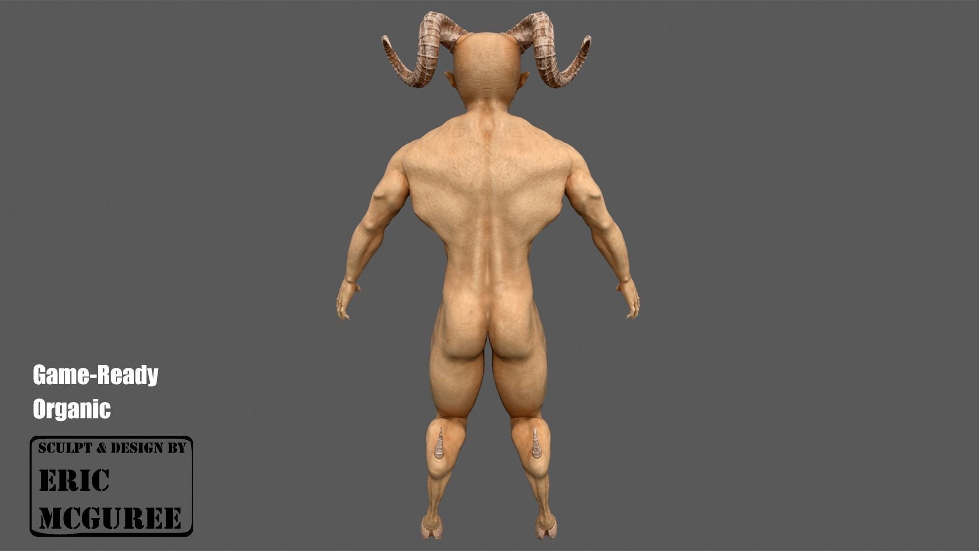 Satir male goat with horns Low-poly 3D model_4