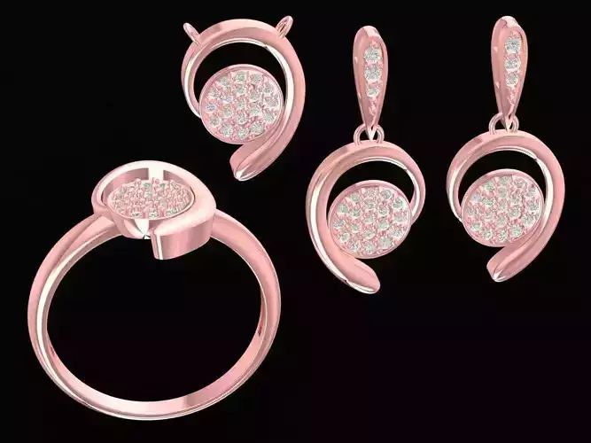 set diamond ring pendant and earrings 2623