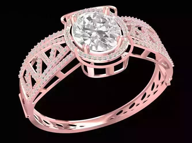 Elegant Openwork Cage Diamond Ring for Women 3D Model 2628