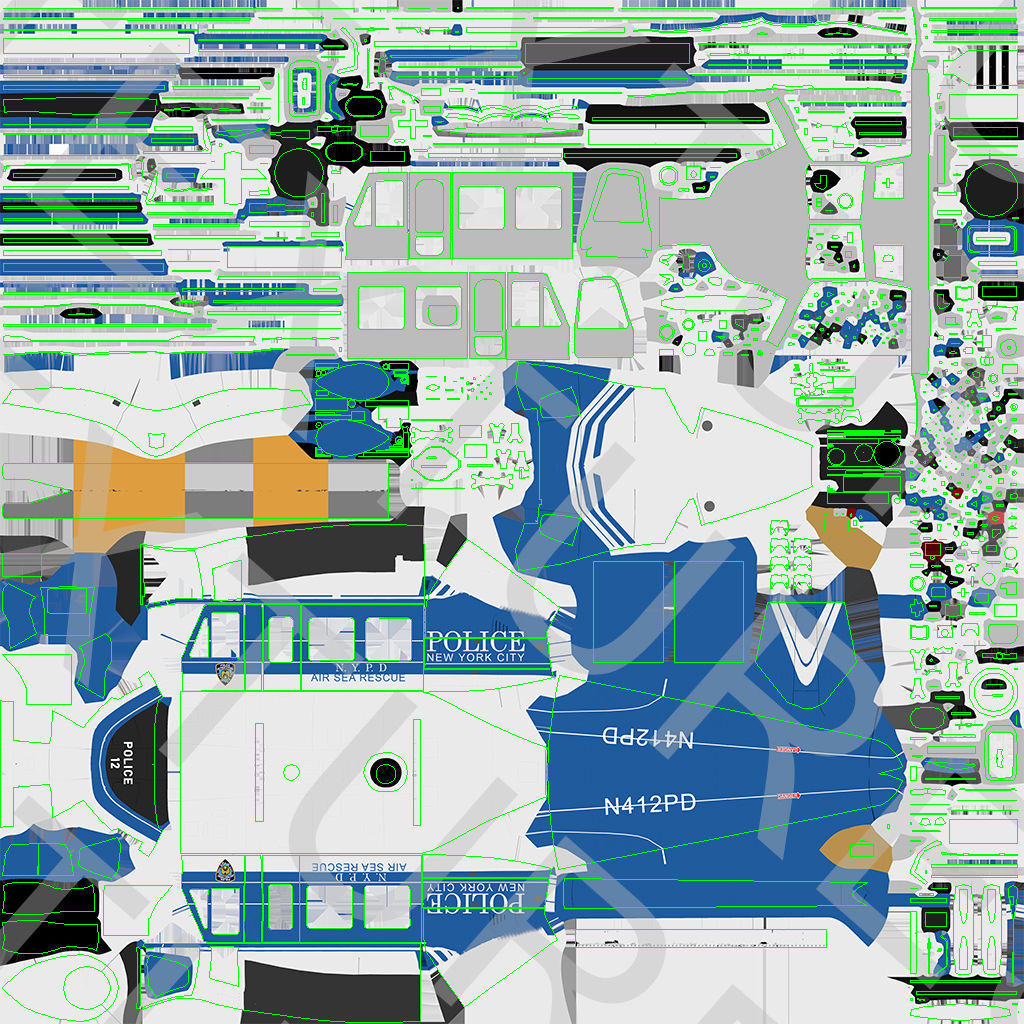 helicopter Bell-412 NYPD Low-poly 3D model_44