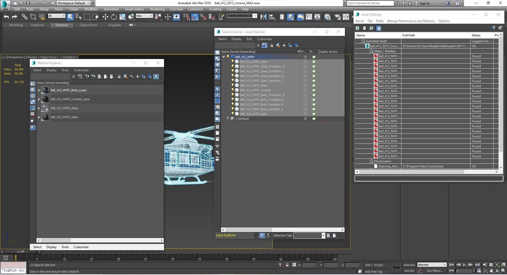 helicopter Bell-412 NYPD Low-poly 3D model_45