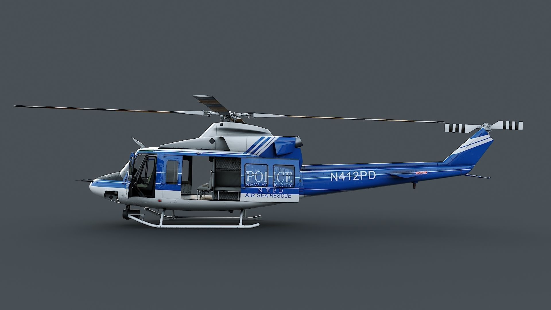 helicopter Bell-412 NYPD Low-poly 3D model_7