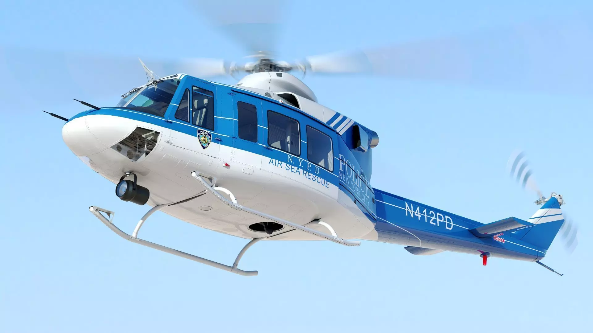 helicopter Bell-412 NYPD Low-poly 3D model_0