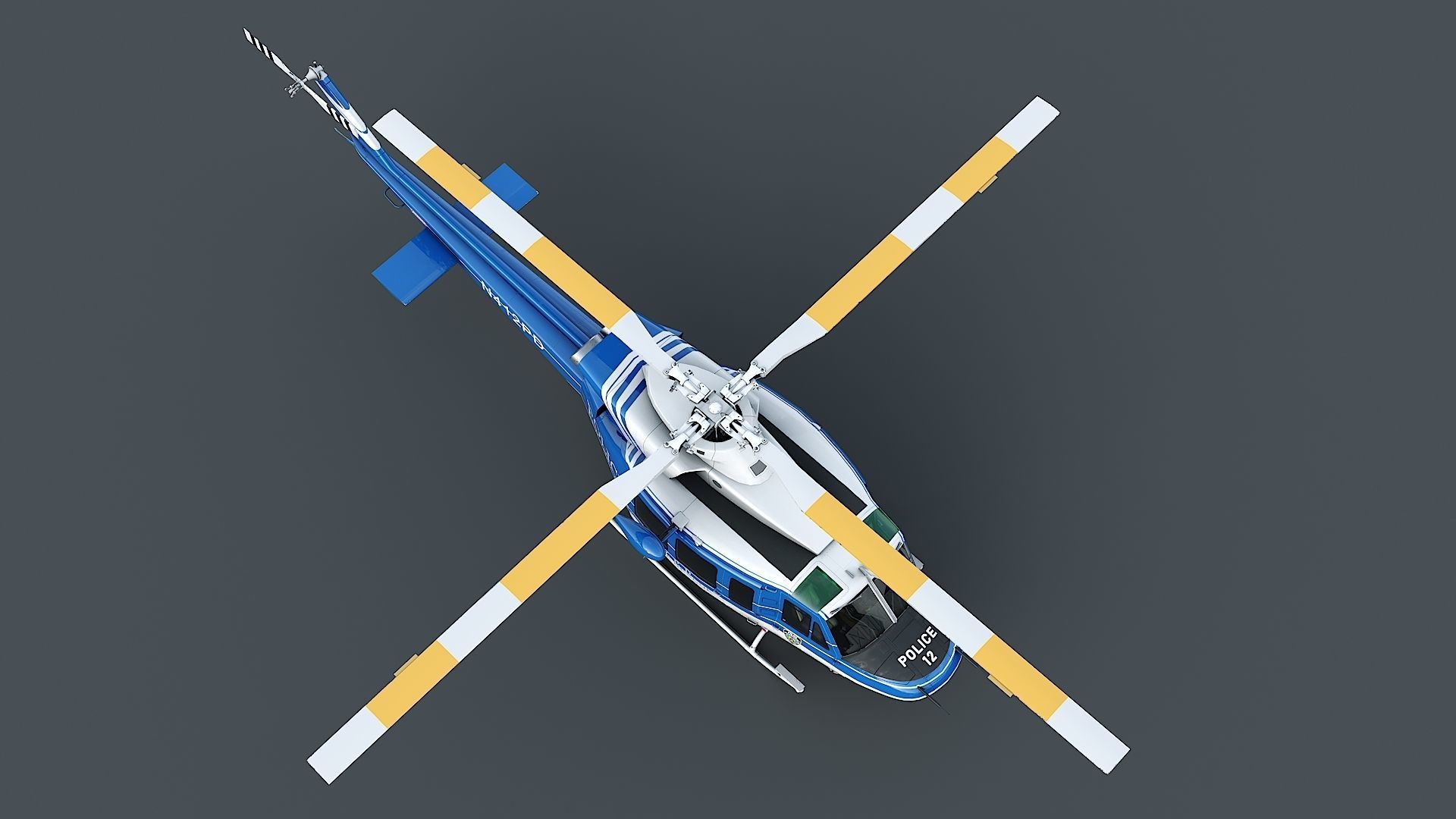 helicopter Bell-412 NYPD Low-poly 3D model_16
