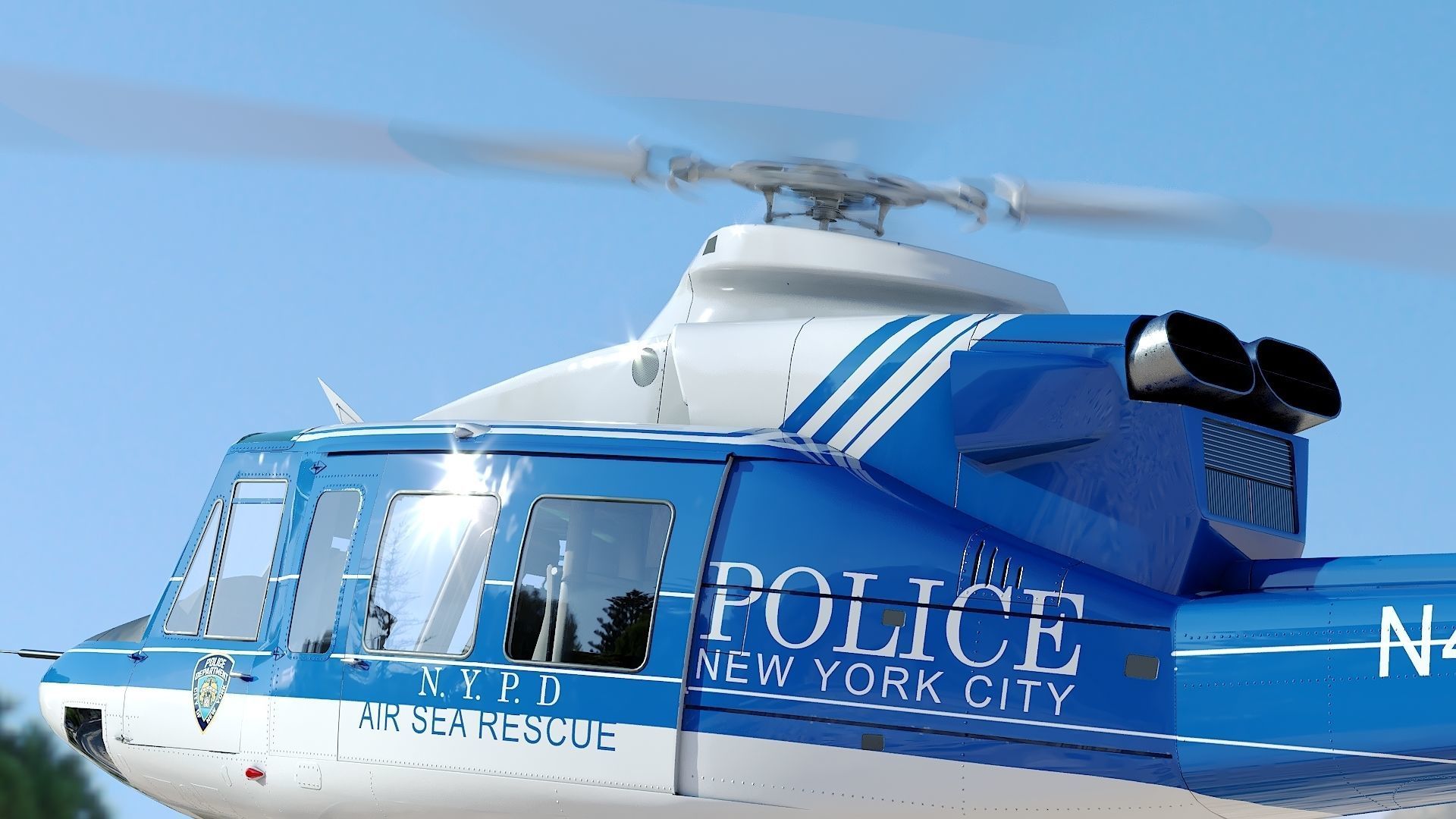 helicopter Bell-412 NYPD Low-poly 3D model_22