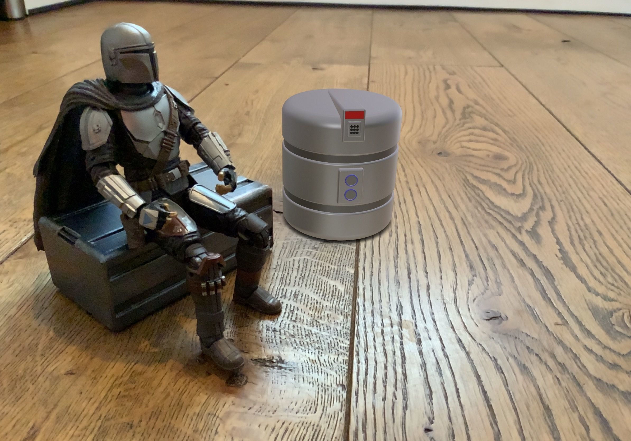 Mandalorian theme inspired round crate 3D print model_6