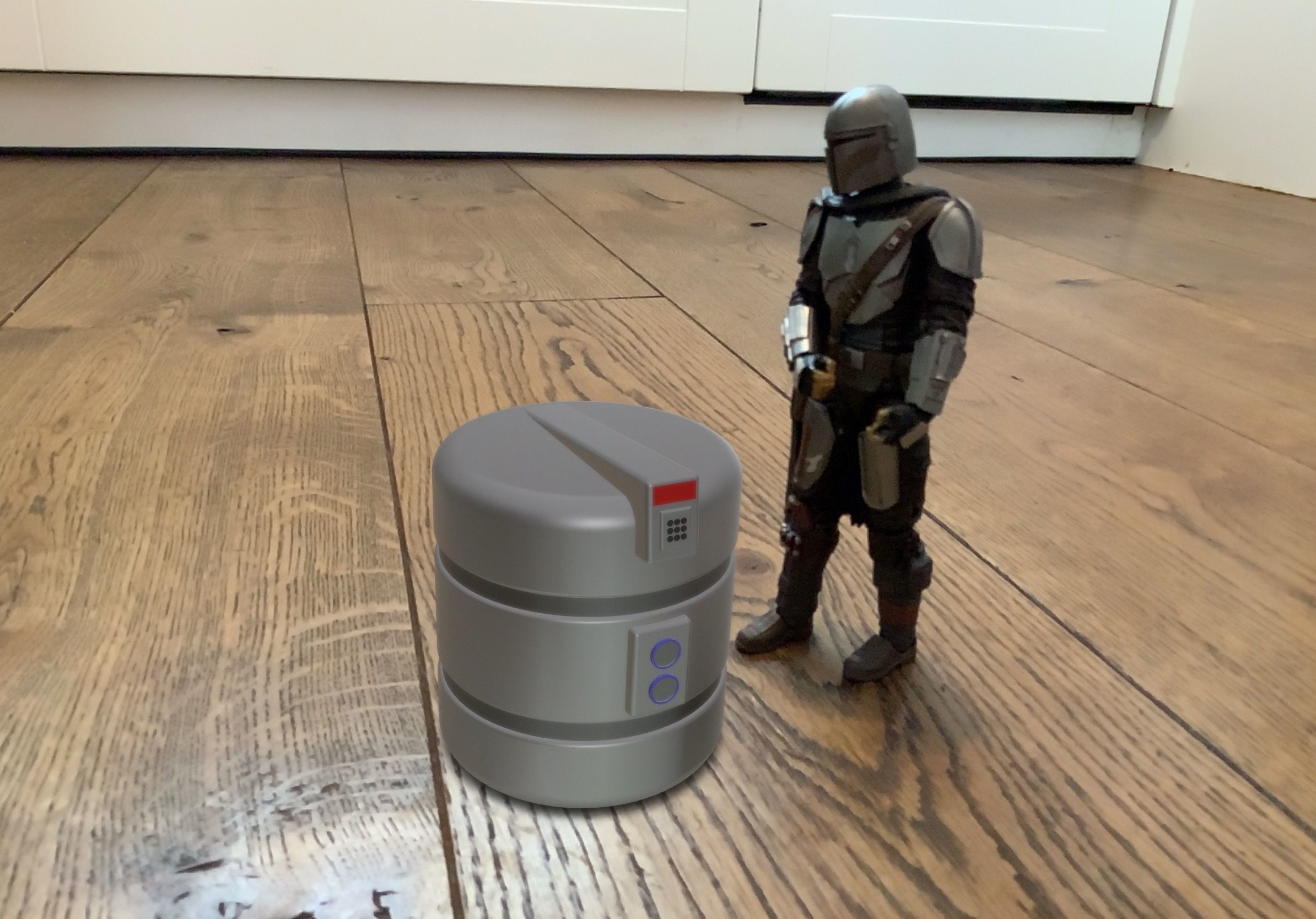 Mandalorian theme inspired round crate 3D print model_4
