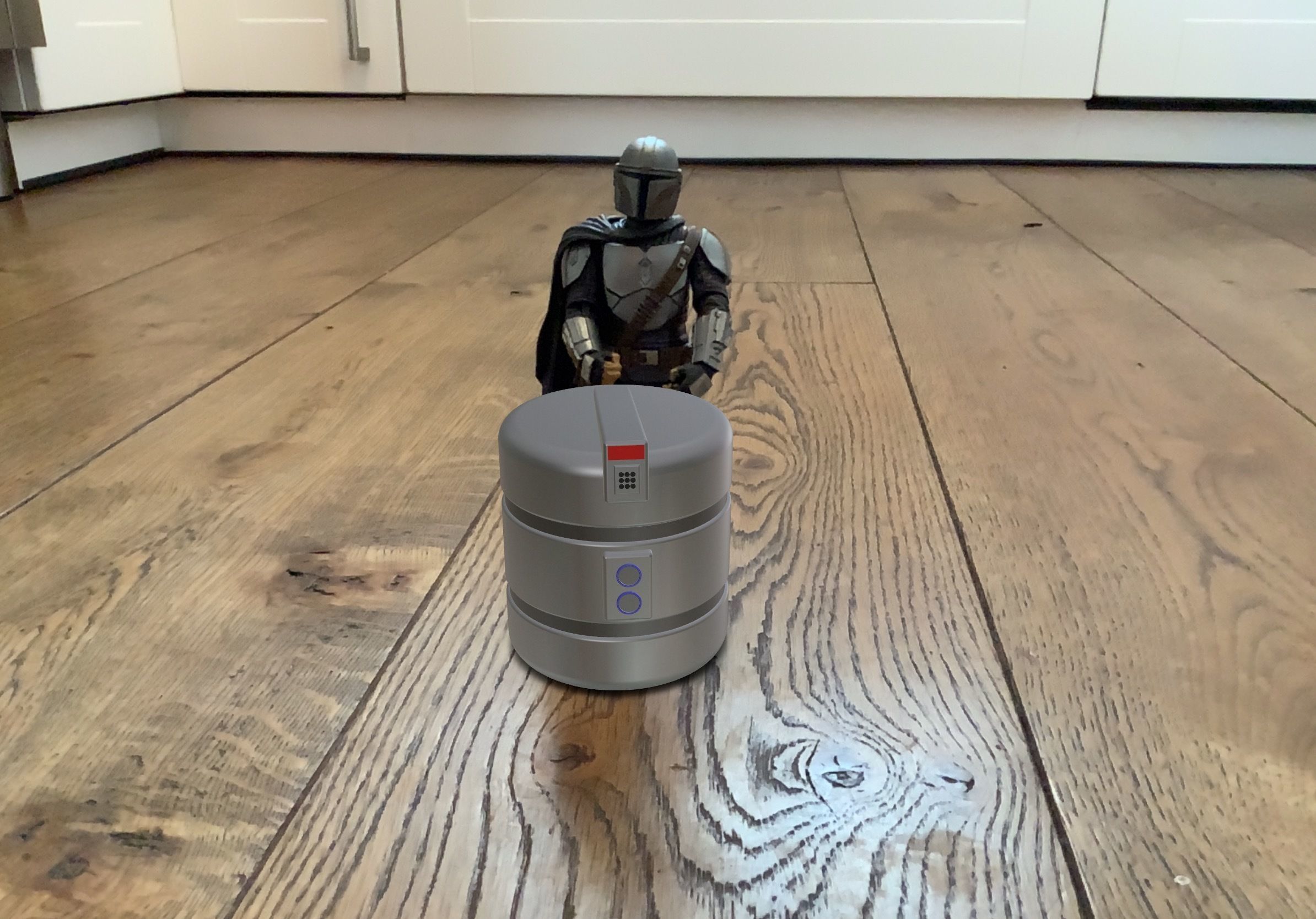 Mandalorian theme inspired round crate 3D print model_5