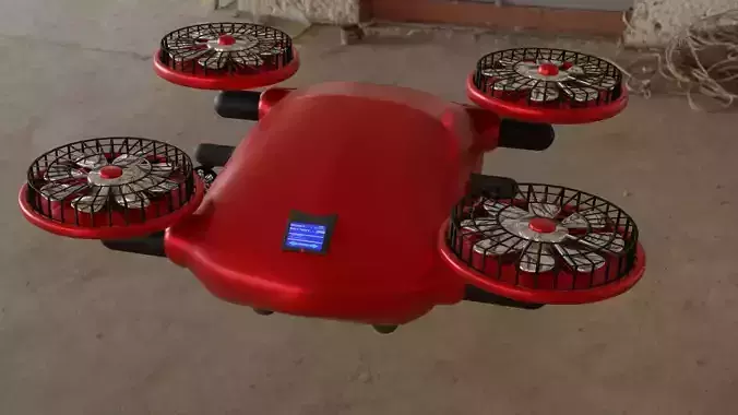 3D DRON MODEL drone with four propellers Low-poly 3D model