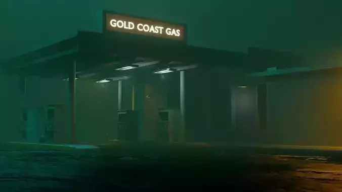 Gas station environment scene
