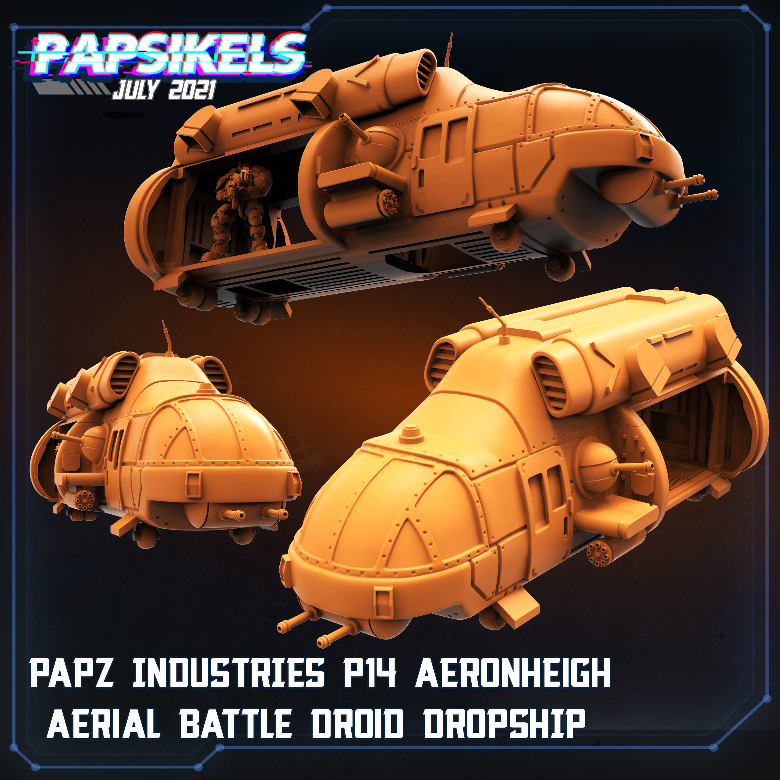 PAPZ INDUSTRIES AV P14 AERONHEIGH AERIAL UTILITY DROPSHIP 3D print model_1