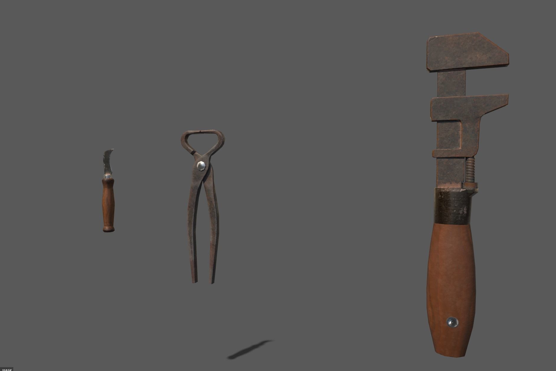 Retro wooden agricultural tool box Low-poly 3D model_5