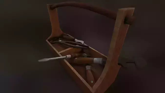 Retro wooden agricultural tool box 