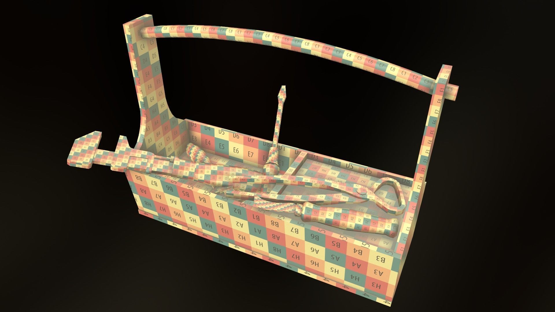 Retro wooden agricultural tool box Low-poly 3D model_8