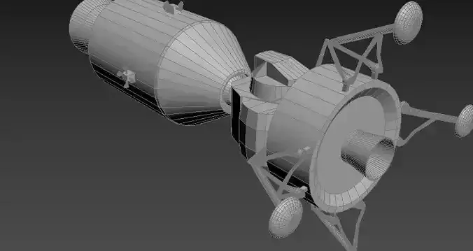 Apollo command Service module and Lunar Module 3D model