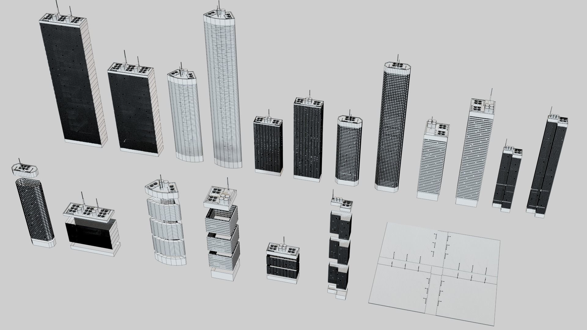 Skyscrapers city - city 3D model_7