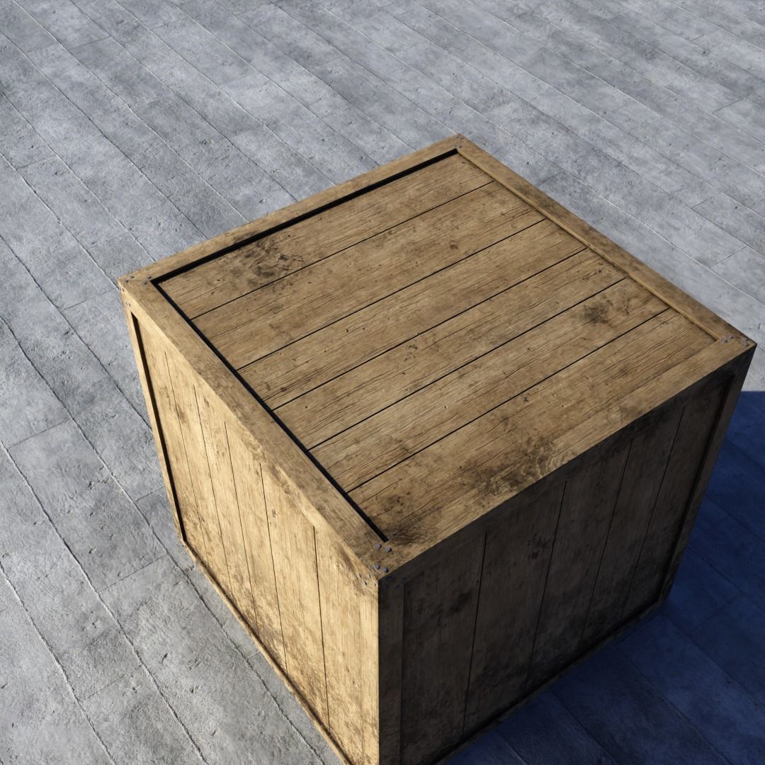 Wooden Crate Low-poly 3D model_6