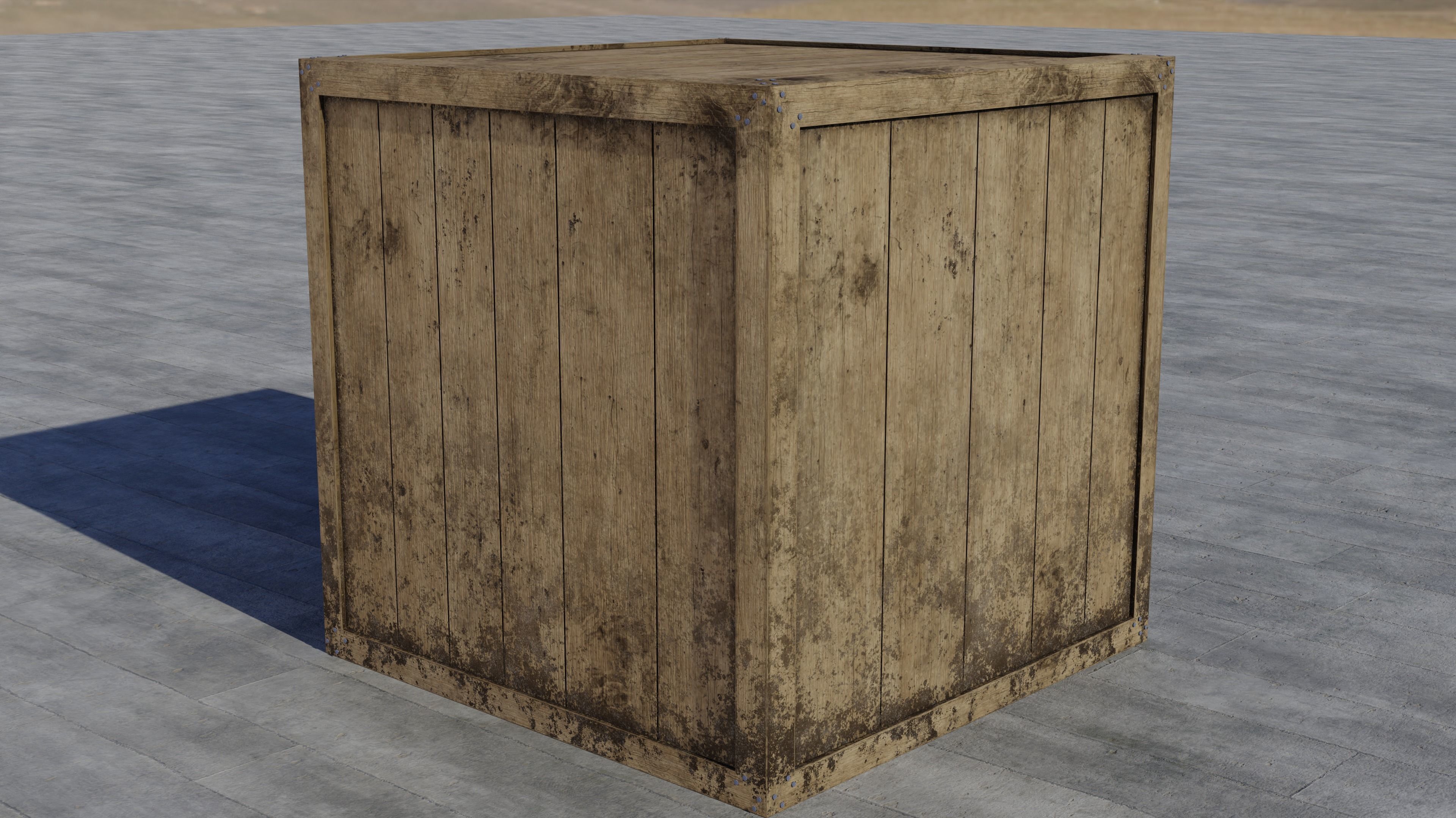 Wooden Crate Low-poly 3D model_7