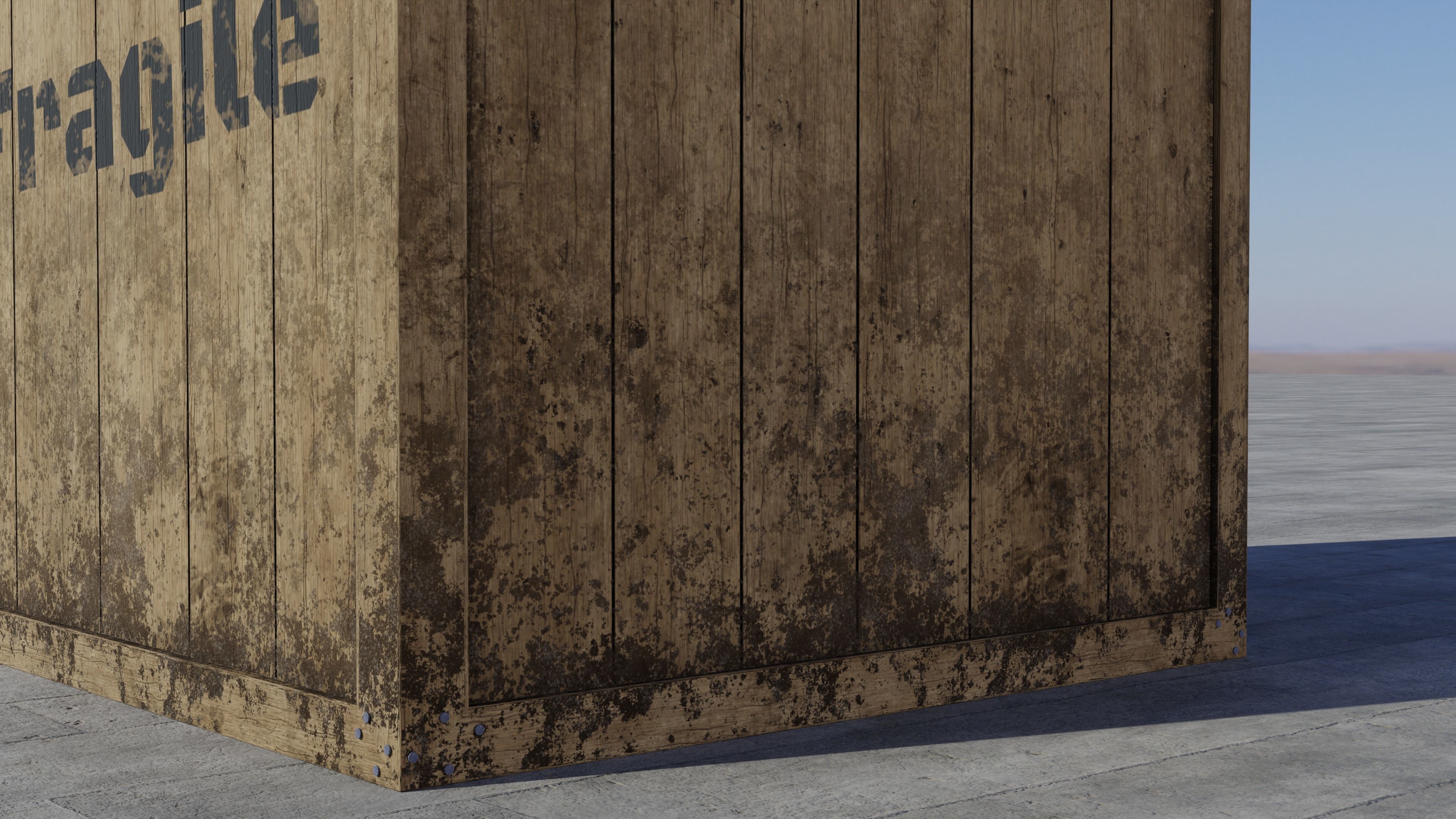 Wooden Crate Low-poly 3D model_2