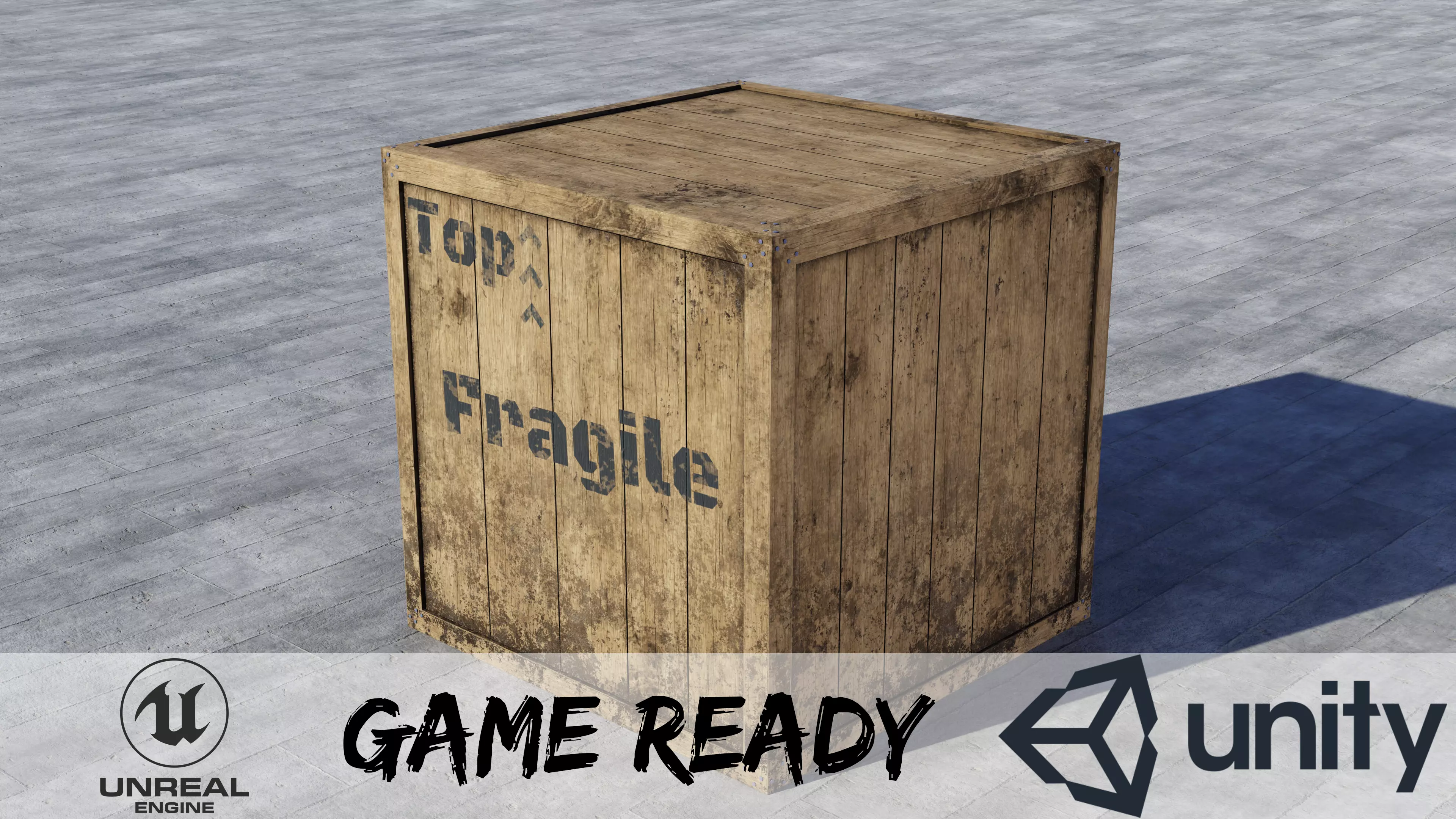 Wooden Crate Low-poly 3D model_0