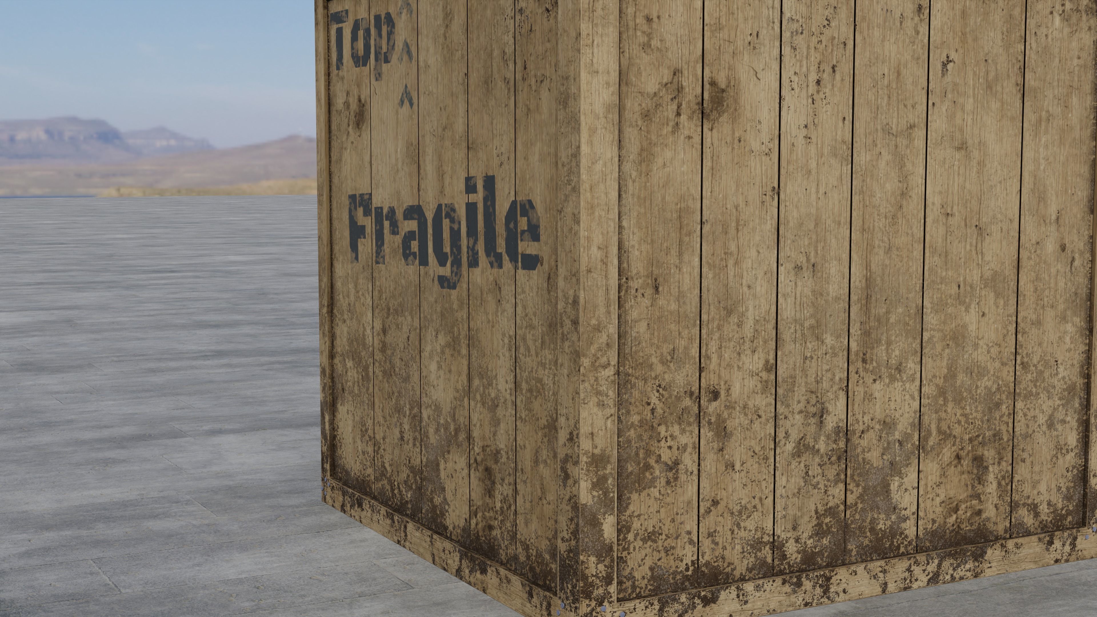 Wooden Crate Low-poly 3D model_4