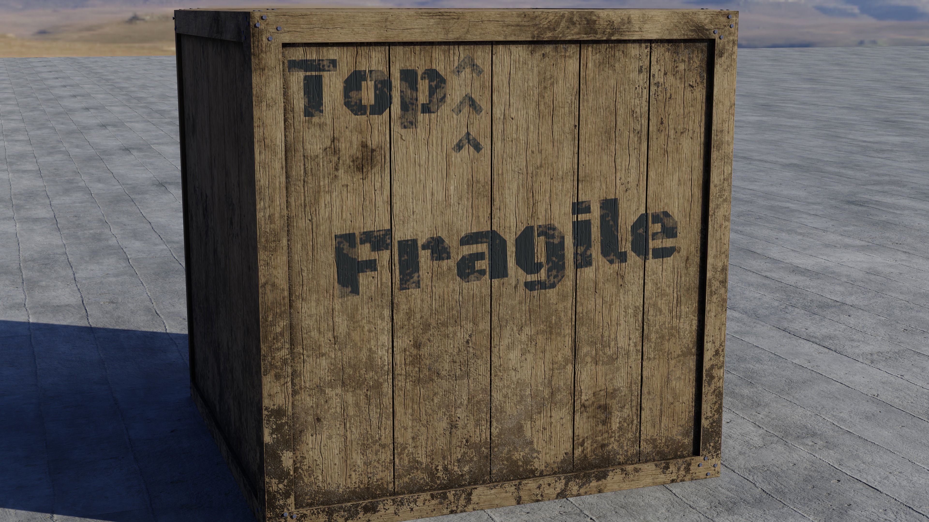Wooden Crate Low-poly 3D model_3