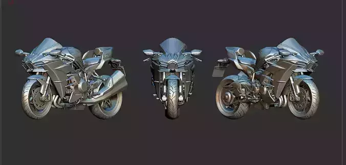 Kawasaki Ninja H2 bike 3D print model