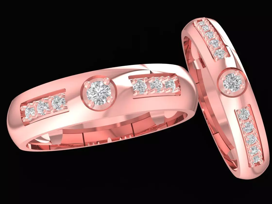Luxury Couple Rings with Diamond Accents for Men and Women 2631 3D print model