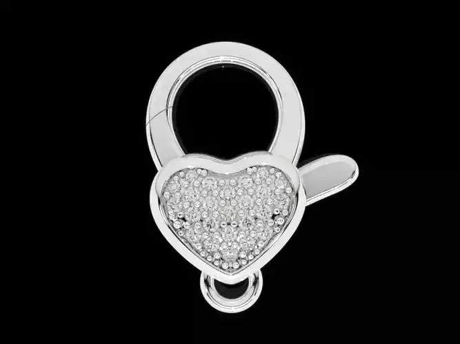 Heart carabiner with diamonds 3D print model