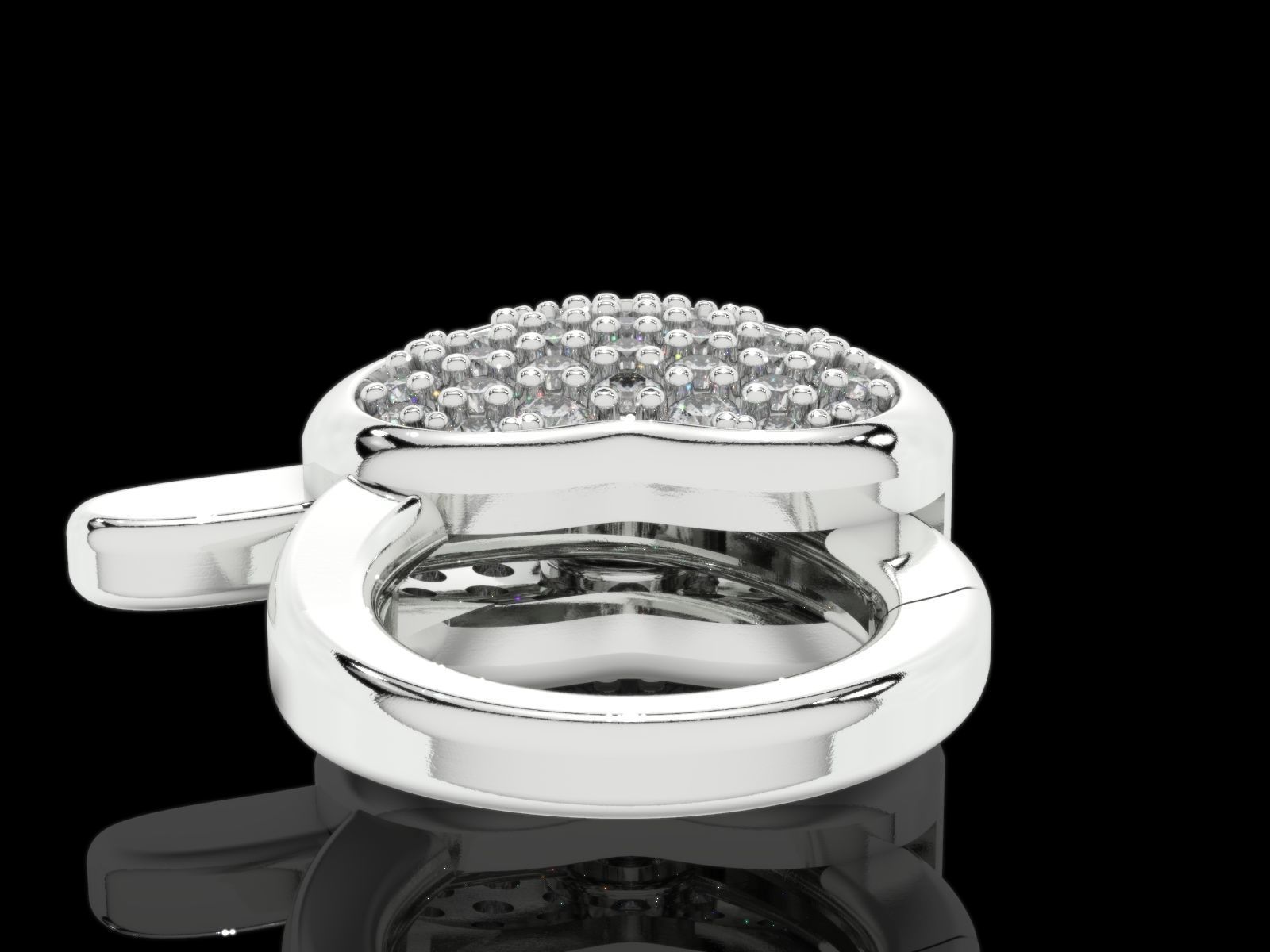 Heart carabiner with diamonds 3D print model_6