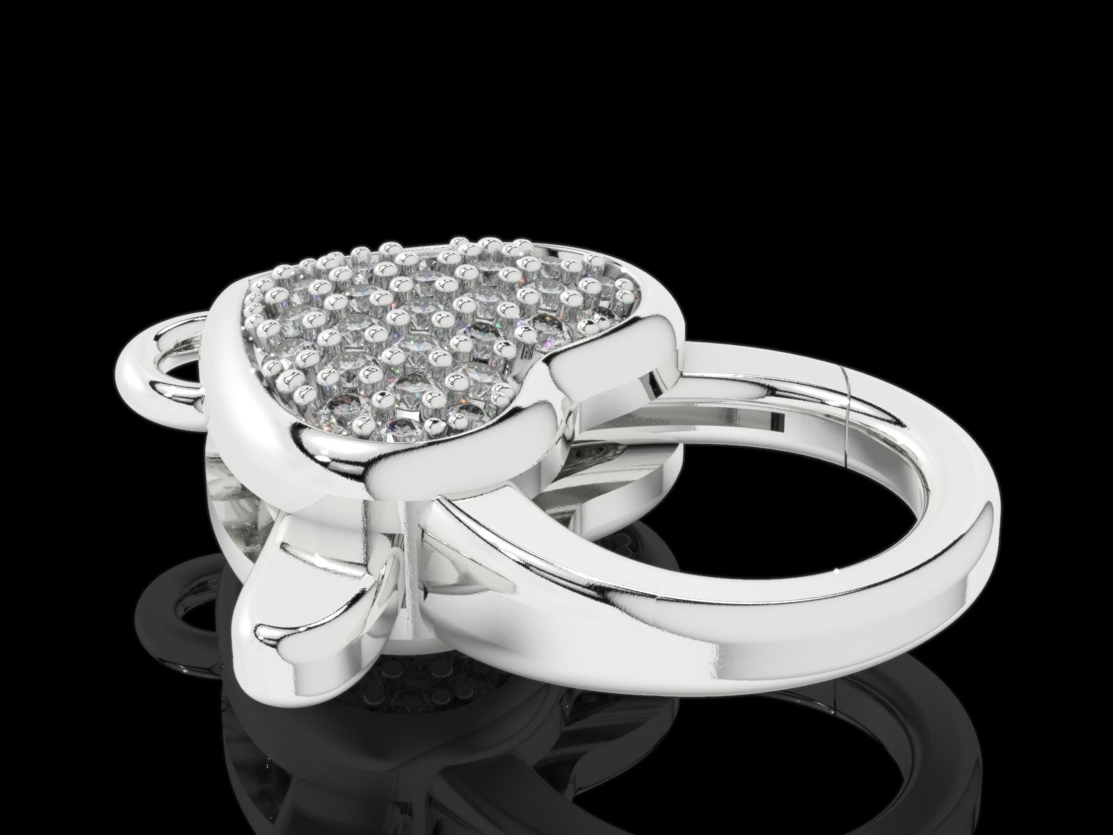 Heart carabiner with diamonds 3D print model_5